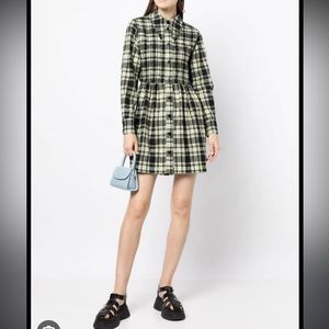 Ganni Seersucker Check Smock Shirt Dress